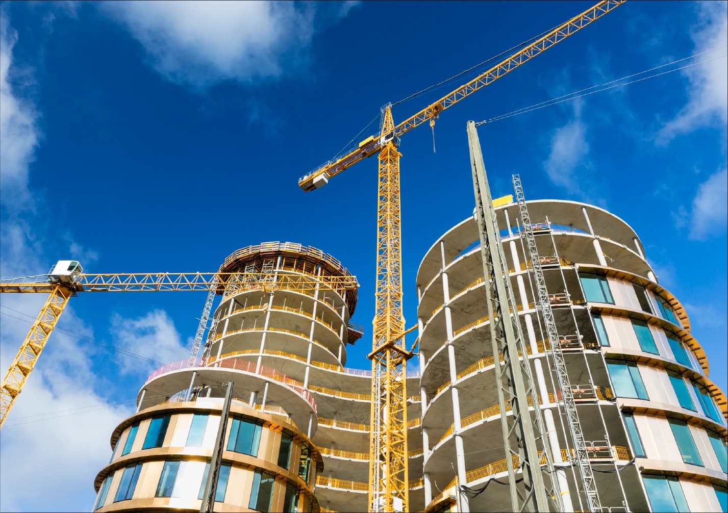 Modern construction buildings with cranes